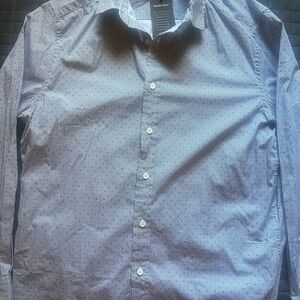 Kenneth Cole Men's Patterned Blue Button-Down Shirt